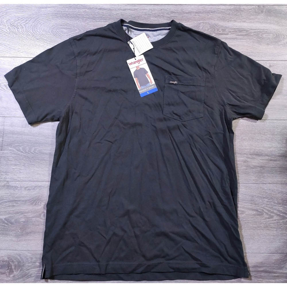 Wrangler Pocket T-Shirt Adult Large Gray Short Sleeve Cotton Crew Neck Mens